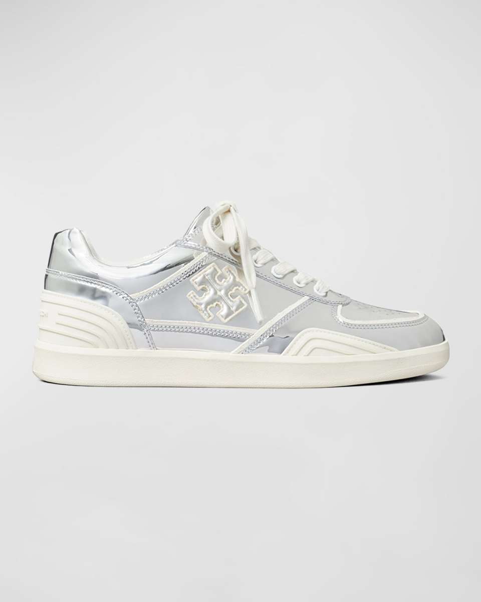 Clover Metallic Low-Top Court Sneakers